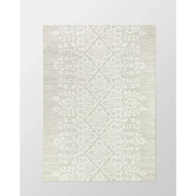 7x10 Feet Ivory Cream Floral Filigree Outdoor Indoor Rug