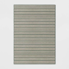 7x10 Feet Sage/Charcoal Gray Stripe Outdoor Area Rug