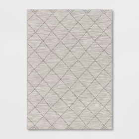 7x10 Feet Silver Cream Geometric Diamond Outdoor Area Rug