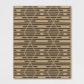 8x10 Feet Black/Tan Geometrical Indoor/Outdoor Area Rug