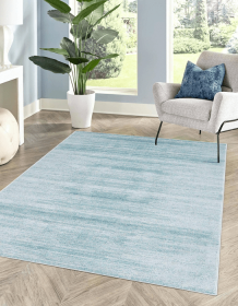 9x12 Feet Light Blue Modern Distressed Overdyed Area Rug