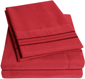 Red 200 Embroidery Soft Cozy Sheet Set Wrinkle Resistant