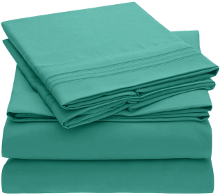 Teal Blue 200 Embroidery Soft Sheet Set Wrinkle Resistant