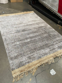 5'3" x 7'6" Feet Dark Grey Faux Silk Viscose Handmade Rug