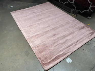 5'3"x7'6" Feet Pink Faux Silk Handmade Wool Viscose Area Rug