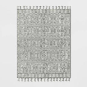 5x7 Feet Ivory Grey Diamond Indoor Outdoor Area Rug