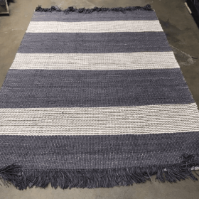 Hand Woven Striped Jute/Wool Area Rug