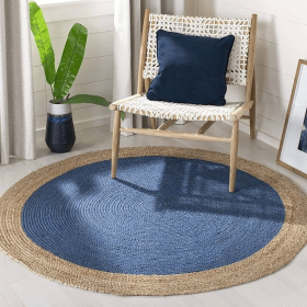 Round Handmade Boho Braided Jute Area Rug