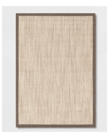 Woven Natural Jute Border Solid Area Rug