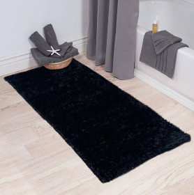 2' x 5'  Feet Reversible Soft Shag Black Area Rug