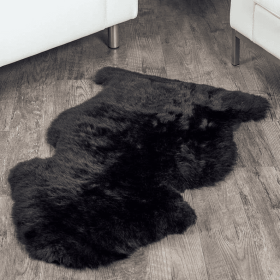 2' x 3' Black Faux Fur Soft Sheepskin Area Rug