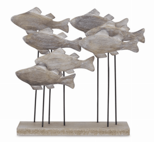 Fish School 8.75"L x 9.75"H Wood/Metal