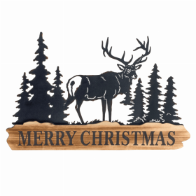 Merry Christmas Sign (Set of 2) 18"L x 11"H Metal/Wood