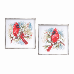 Cardinal and Pine Frame (Set of 2) 14"SQ MDF/Iron