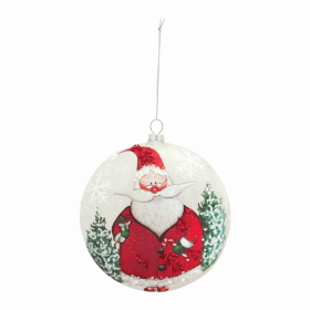 Santa Disc Ornament (Set of 6) 5"D Glass