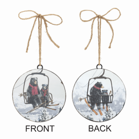 Bears on Ski Lift Ornament (Set of 12) 5.75"H Iron