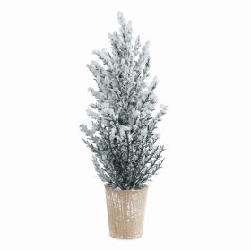 Potted Snowy Pine Tree (Set of 4) 16"H Plastic/Paper