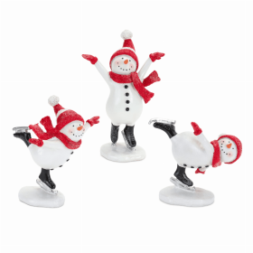 Snowman on Skates (Set of 3) 4"H, 5"H, 5.5"H Resin