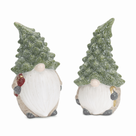 Gnome w/Tree Hat (Set of 2) 7"H Terra Cotta