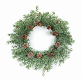 Pine Wreath w/Pine Cones 1 Set of 24"D Plastic