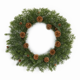 Pine Wreath w/Pine Cones 25.5"D Plastic