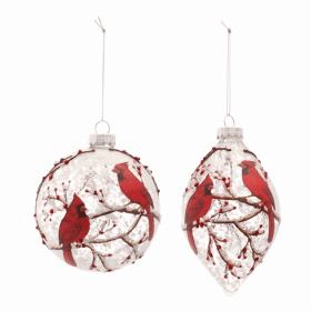 Cardinal Ornament (Set of 6) 5"H, 6"H Glass