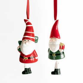 Santa Ornament (Set of 6) 5"H Ceramic