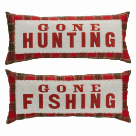 Gone Hunting and Fishing Pillow (Set of 2) 21.75"L x 9"H Polyester