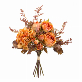 Rose and Fall Foliage Bouquet (Set of 6) 15"H Polyester