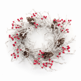 Icy Twig/Cone/Berry Wreath 22.75"D Plastic