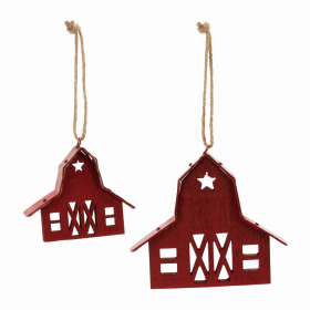 Barn Ornament (Set of 1 Set of 24) 3"H, 5"H Wood