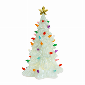 LED Tree 12.5"H Porcelain 2 AA Batteries Not Included