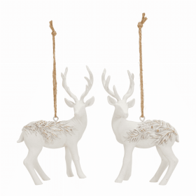 Deer Ornament (Set of 6) 3.25"H Resin