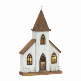 Church 10.75"L x 17.75"H Wood/Iron UL/USB Plug