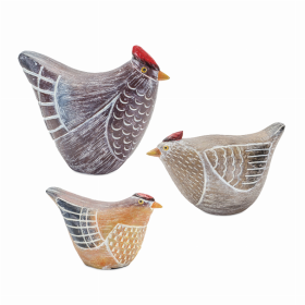 Chicken (Set of 6) 2.5"H, 3.75"H, 4.25"H Resin