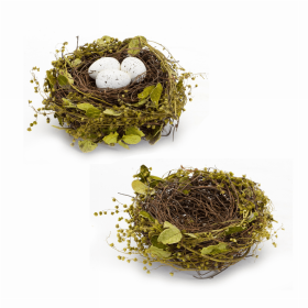 Nest and Nest with Eggs (Set of 4) 7"D x 3.5"H Natural/Foam