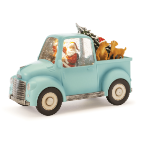 LED Snow Globe Truck with Santa and Dogs