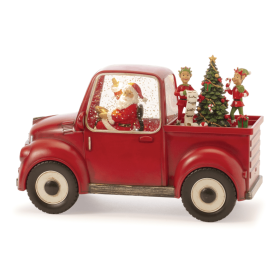 LED Snow Globe Truck with Santa and Elves