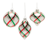 Plaid Glittered Glass Ornament