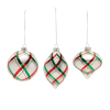 Plaid Glittered Glass Ornament