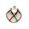 Plaid Glittered Glass Ornament