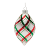 Plaid Glittered Glass Ornament