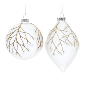 Glittered Glass Tree Branch Ornament