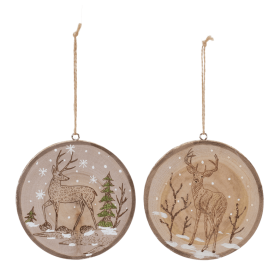 Wood Deer Tree Disc Ornament