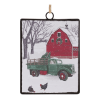 Glass Truck and Barn Ornament