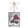 Glass Truck and Barn Ornament