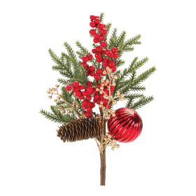 Pine Spray w/Berry & Ornament