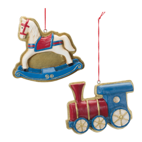 Rocking Horse and Toy Train Ornament