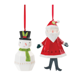 Whimsical Santa and Snowman Ornament