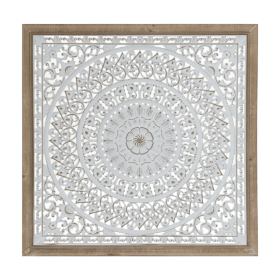 Framed Paper Mache Mandala Wall Plaque